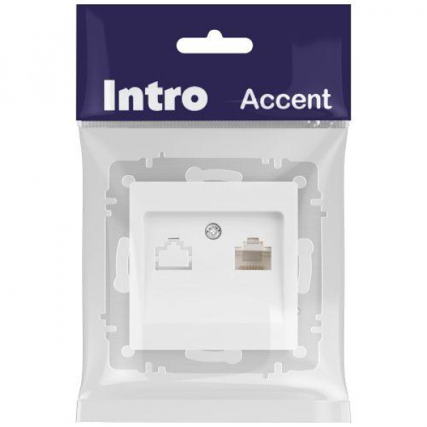Розетка компьютерная 1-м СП Accent 6-303-01М RJ45 IP20 бел. матов. Intro Б0063625 ТехноИмпульс