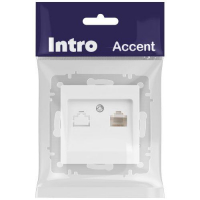 Розетка компьютерная 1-м СП Accent 6-303-01М RJ45 IP20 бел. матов. Intro Б0063625 ТехноИмпульс