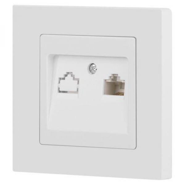 Розетка компьютерная 1-м СП Accent 6-303-01М RJ45 IP20 бел. матов. Intro Б0063625 ТехноИмпульс