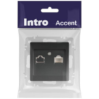 Розетка компьютерная 1-м СП Accent 6-303-05 RJ45 IP20 антрацит Intro Б0063634 ТехноИмпульс