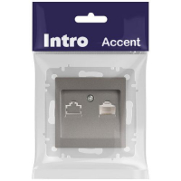 Розетка компьютерная 1-м СП Accent 6-303-09 RJ45 IP20 титан Intro Б0063642 ТехноИмпульс