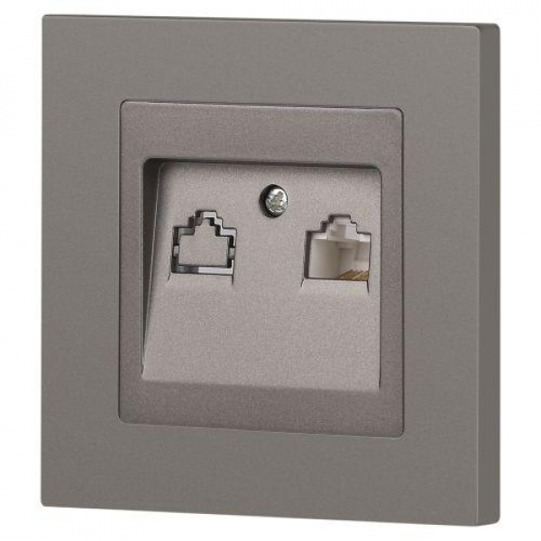 Розетка компьютерная 1-м СП Accent 6-303-09 RJ45 IP20 титан Intro Б0063642 ТехноИмпульс