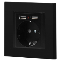 Розетка 1-м СП Accent 6-410-05 16А IP20 250В P+E Schuko + 2хUSB защ. шторки антрацит Intro Б0063698 ТехноИмпульс