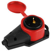 Колодка 1-м с заземл. 16A IP44 KX-1e-RED-IP44 каучук. красн. Эра Б0068412 ТехноИмпульс