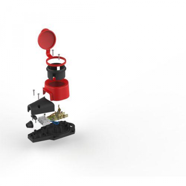 Колодка 1-м с заземл. 16A IP44 KX-1e-RED-IP44 каучук. красн. Эра Б0068412 ТехноИмпульс