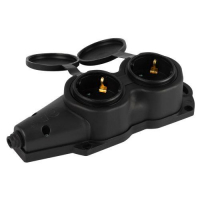 Колодка 2-м с заземл. 16A IP44 KX-2e-B-IP44 каучук. черн. Эра Б0068451 ТехноИмпульс