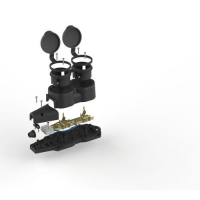 Колодка 2-м с заземл. 16A IP44 KX-2e-B-IP44 каучук. черн. Эра Б0068451 ТехноИмпульс