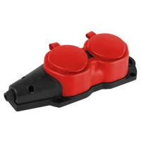 Колодка 2-м с заземл. 16A IP44 KX-2e-RED-IP44 каучук. красн. Эра Б0068443 ТехноИмпульс