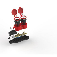 Колодка 2-м с заземл. 16A IP44 KX-2e-RED-IP44 каучук. красн. Эра Б0068443 ТехноИмпульс