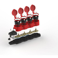 Колодка 4-м с заземл. 16A IP44 KX-4e-RED-IP44 каучук. красн. Эра Б0068456 ТехноИмпульс