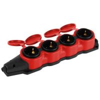 Колодка 4-м с заземл. 16A IP44 KX-4e-RED-IP44 каучук. красн. Эра Б0068456 ТехноИмпульс