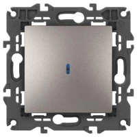 Выключатель Elegance 14-1102-16 250В 10АХ с подсветкой титан Эра Б0065785 ТехноИмпульс