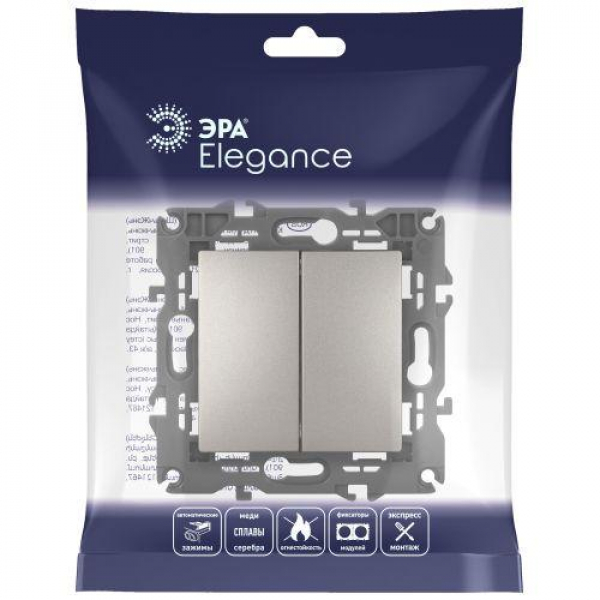 Выключатель 2-кл. Elegance 14-1104-16 250В 10АХ титан Эра Б0065803 ТехноИмпульс