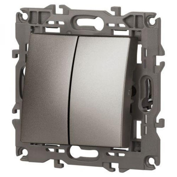 Выключатель 2-кл. Elegance 14-1104-16 250В 10АХ титан Эра Б0065803 ТехноИмпульс