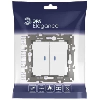 Выключатель 2-кл. Elegance 14-1105-01М 250В 10АХ с подсветкой матов. бел. Эра Б0065807 ТехноИмпульс