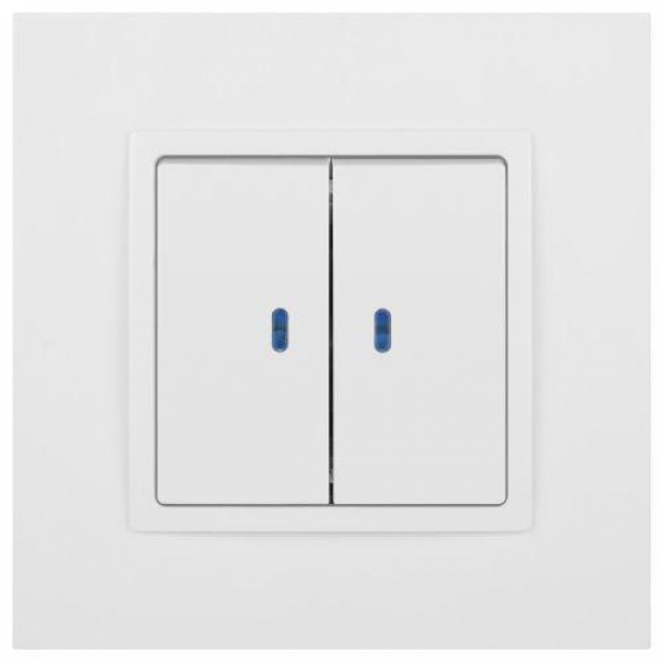 Выключатель 2-кл. Elegance 14-1105-01М 250В 10АХ с подсветкой матов. бел. Эра Б0065807 ТехноИмпульс