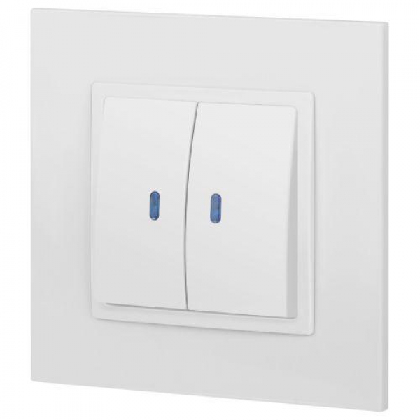 Выключатель 2-кл. Elegance 14-1105-01М 250В 10АХ с подсветкой матов. бел. Эра Б0065807 ТехноИмпульс