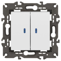 Выключатель 2-кл. Elegance 14-1105-01М 250В 10АХ с подсветкой матов. бел. Эра Б0065807 ТехноИмпульс