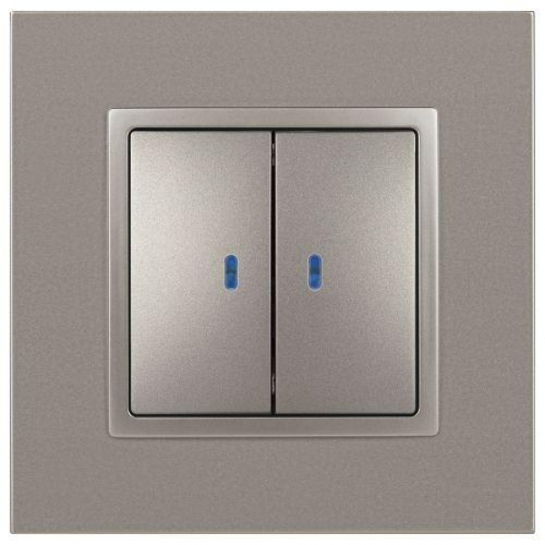 Выключатель 2-кл. Elegance 14-1105-16 250В 10АХ с подсветкой титан Эра Б0065789 ТехноИмпульс