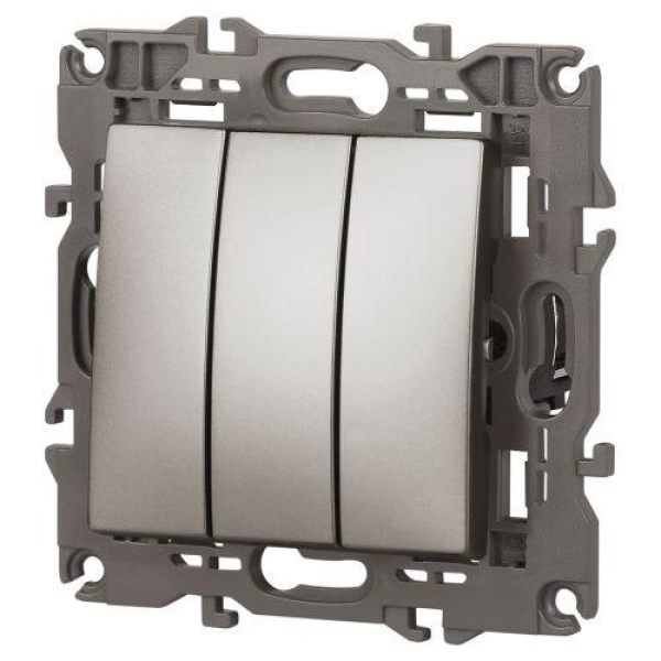 Выключатель 3-кл. Elegance 14-1107-16 250В 10АХ титан Эра Б0065799 ТехноИмпульс