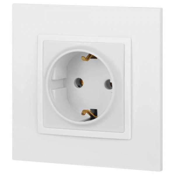 Розетка Elegance 14-2101-01М 16А 250В 2P+E Schuko матов. бел. Эра Б0065800 ТехноИмпульс