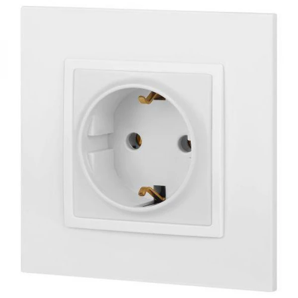 Розетка Elegance 14-2101-01М 16А 250В 2P+E Schuko матов. бел. Эра Б0065800 ТехноИмпульс