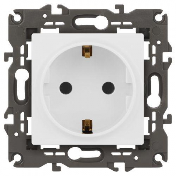 Розетка Elegance 14-2101-01М 16А 250В 2P+E Schuko матов. бел. Эра Б0065800 ТехноИмпульс