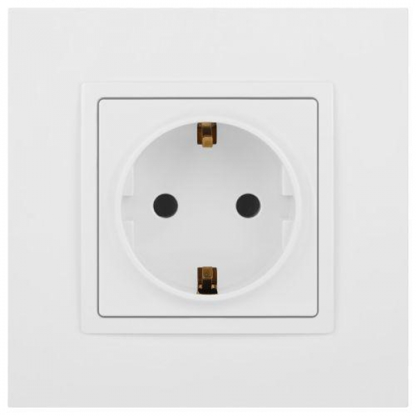 Розетка Elegance 14-2101-01М 16А 250В 2P+E Schuko матов. бел. Эра Б0065800 ТехноИмпульс