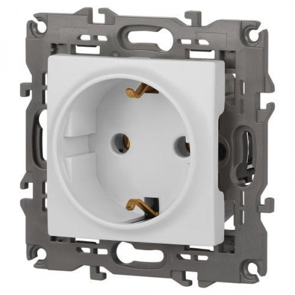 Розетка Elegance 14-2101-01М 16А 250В 2P+E Schuko матов. бел. Эра Б0065800 ТехноИмпульс