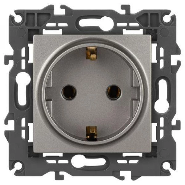 Розетка Elegance 14-2101-16 16А 250В 2P+E Schuko титан Эра Б0065802 ТехноИмпульс