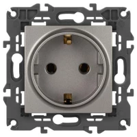 Розетка Elegance 14-2101-16 16А 250В 2P+E Schuko титан Эра Б0065802 ТехноИмпульс