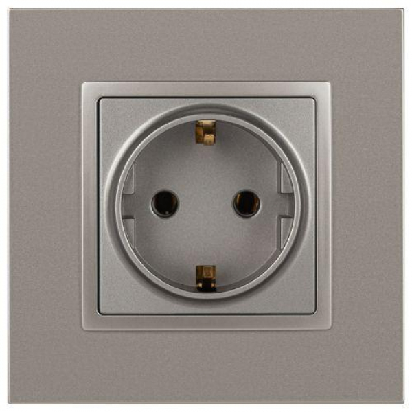 Розетка Elegance 14-2101-16 16А 250В 2P+E Schuko титан Эра Б0065802 ТехноИмпульс