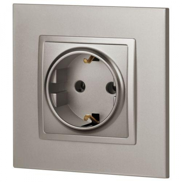 Розетка Elegance 14-2101-16 16А 250В 2P+E Schuko титан Эра Б0065802 ТехноИмпульс