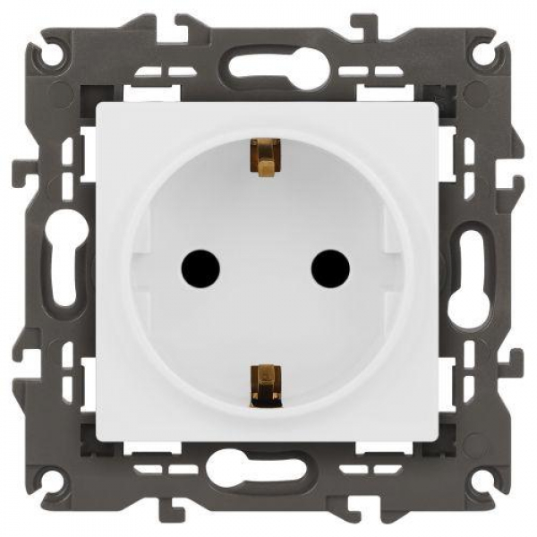 Розетка Elegance 14-2102-01М 16А 250В 2P+E Schuko защ. шторки матов. бел. Эра Б0065804 ТехноИмпульс