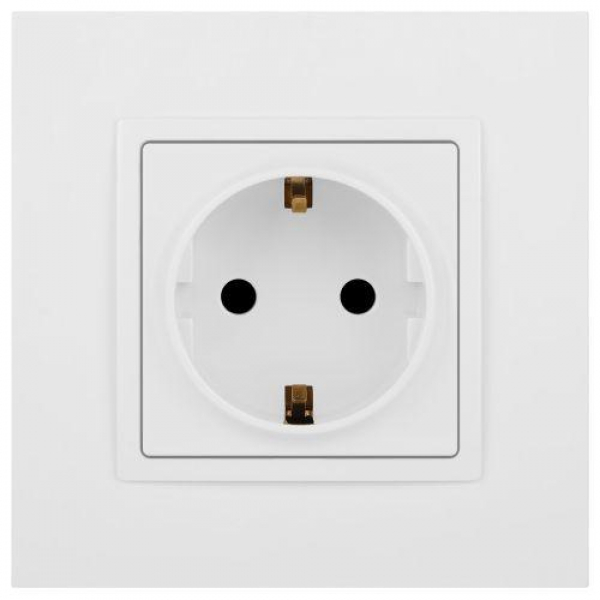 Розетка Elegance 14-2102-01М 16А 250В 2P+E Schuko защ. шторки матов. бел. Эра Б0065804 ТехноИмпульс
