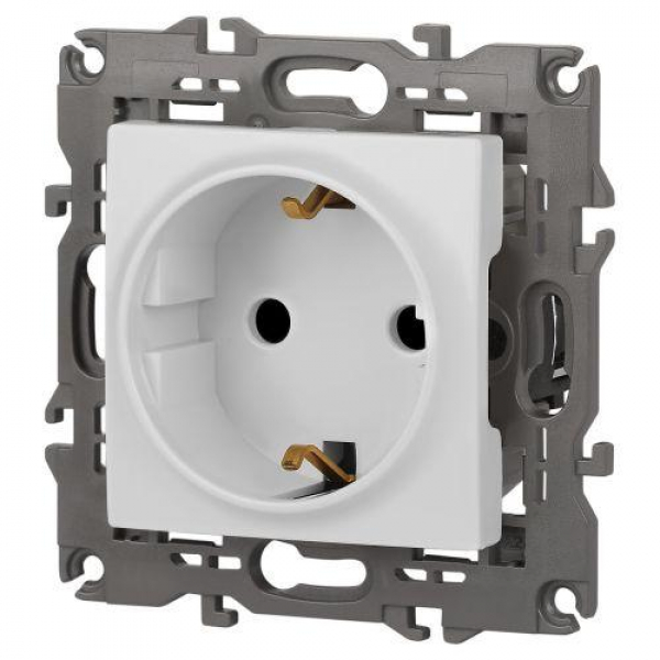 Розетка Elegance 14-2102-01М 16А 250В 2P+E Schuko защ. шторки матов. бел. Эра Б0065804 ТехноИмпульс