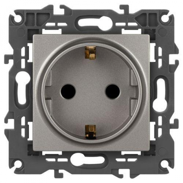 Розетка Elegance 14-2102-16 16А 250В 2P+E Schuko защ. шторки титан Эра Б0065806 ТехноИмпульс