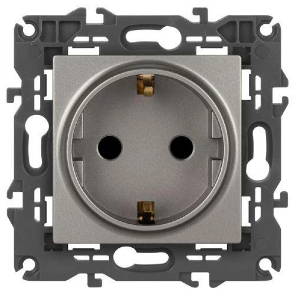 Розетка Elegance 14-2102-16 16А 250В 2P+E Schuko защ. шторки титан Эра Б0065806 ТехноИмпульс