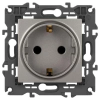 Розетка Elegance 14-2102-16 16А 250В 2P+E Schuko защ. шторки титан Эра Б0065806 ТехноИмпульс