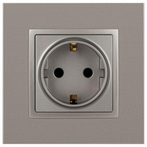 Розетка Elegance 14-2102-16 16А 250В 2P+E Schuko защ. шторки титан Эра Б0065806 ТехноИмпульс