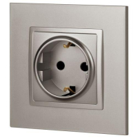 Розетка Elegance 14-2102-16 16А 250В 2P+E Schuko защ. шторки титан Эра Б0065806 ТехноИмпульс
