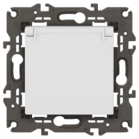 Розетка Elegance 14-2103-01М 16А 250В 2P+E Schuko защ. шторки с крышкой матов. бел. Эра Б0065808 ТехноИмпульс