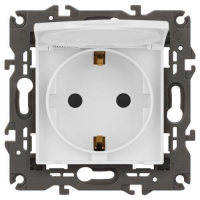 Розетка Elegance 14-2103-01М 16А 250В 2P+E Schuko защ. шторки с крышкой матов. бел. Эра Б0065808 ТехноИмпульс