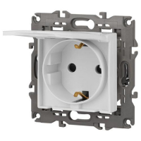 Розетка Elegance 14-2103-01М 16А 250В 2P+E Schuko защ. шторки с крышкой матов. бел. Эра Б0065808 ТехноИмпульс