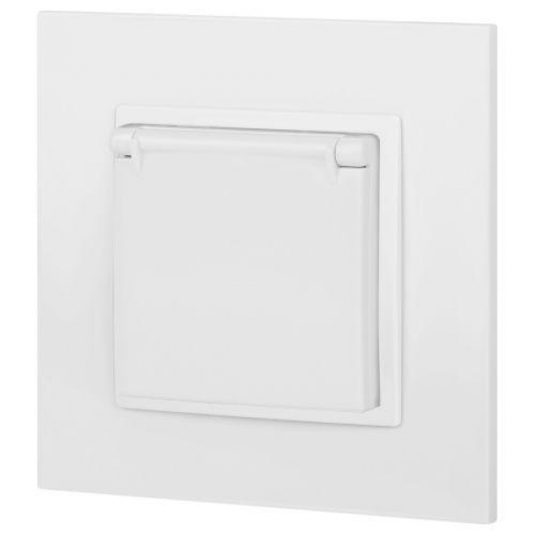 Розетка Elegance 14-2103-01М 16А 250В 2P+E Schuko защ. шторки с крышкой матов. бел. Эра Б0065808 ТехноИмпульс