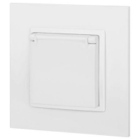 Розетка Elegance 14-2103-01М 16А 250В 2P+E Schuko защ. шторки с крышкой матов. бел. Эра Б0065808 ТехноИмпульс