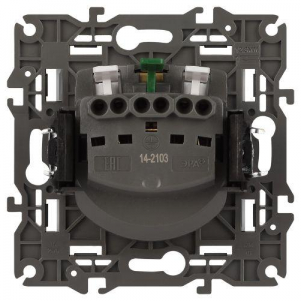 Розетка Elegance 14-2103-01М 16А 250В 2P+E Schuko защ. шторки с крышкой матов. бел. Эра Б0065808 ТехноИмпульс