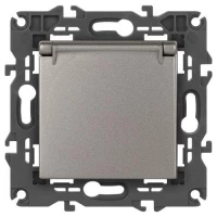 Розетка Elegance 14-2103-16 16А 250В 2P+E Schuko защ. шторки с крышкой титан Эра Б0065811 ТехноИмпульс