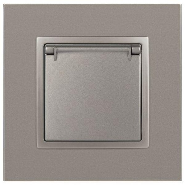 Розетка Elegance 14-2103-16 16А 250В 2P+E Schuko защ. шторки с крышкой титан Эра Б0065811 ТехноИмпульс