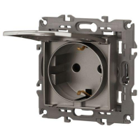 Розетка Elegance 14-2103-16 16А 250В 2P+E Schuko защ. шторки с крышкой титан Эра Б0065811 ТехноИмпульс